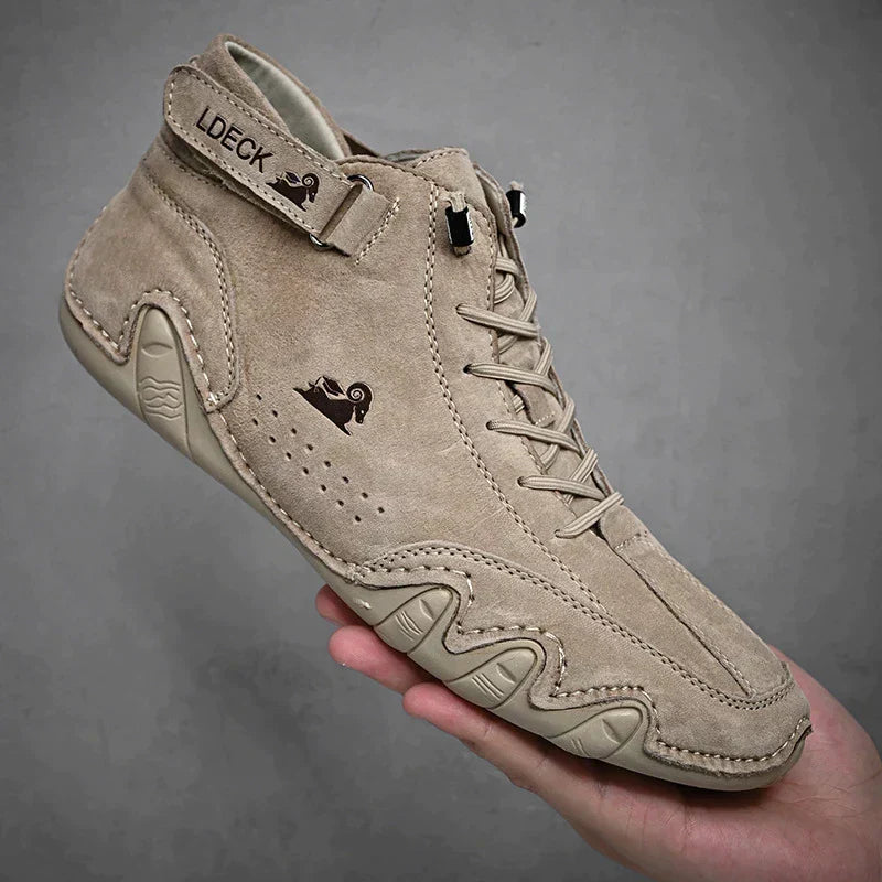 Men's Waterproof Artificial Leather Casual Shoes Hook and Loop High Top Loafers