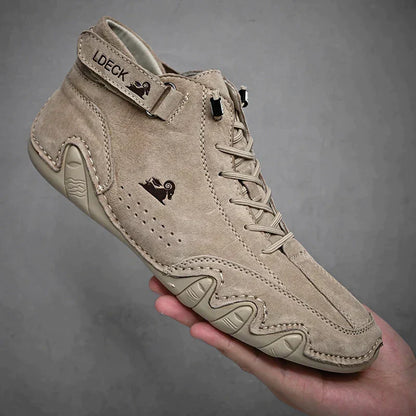 Men's Waterproof Artificial Leather Casual Shoes Hook and Loop High Top Loafers