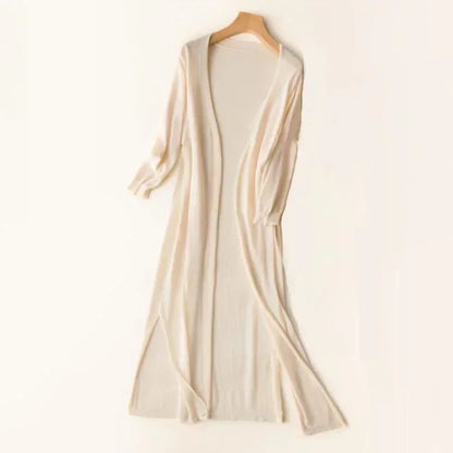 Women's Open Front Cardigan Lightweight Breathable Beige
