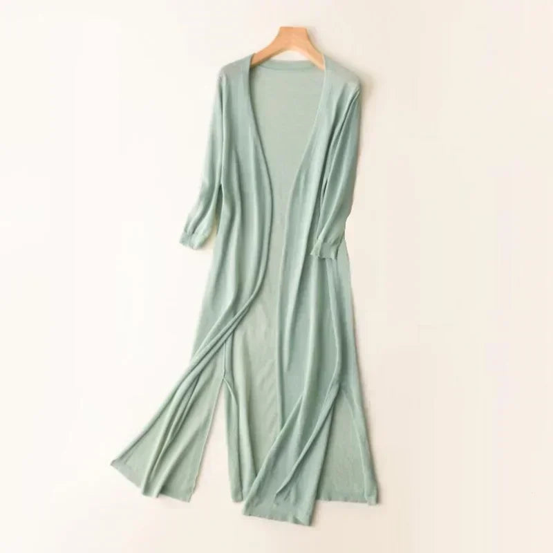 Women's Lightweight Knit Cardigan Open Front 3/4 Sleeve