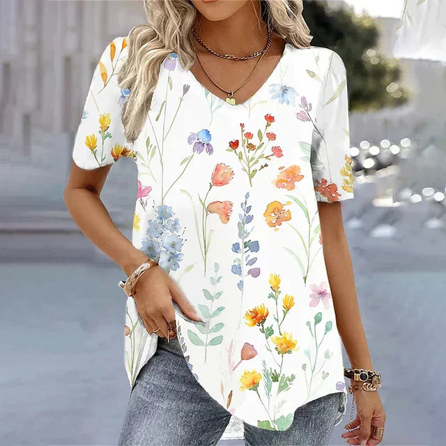 Women's Striped V-Neck T-Shirt - Fashinoza