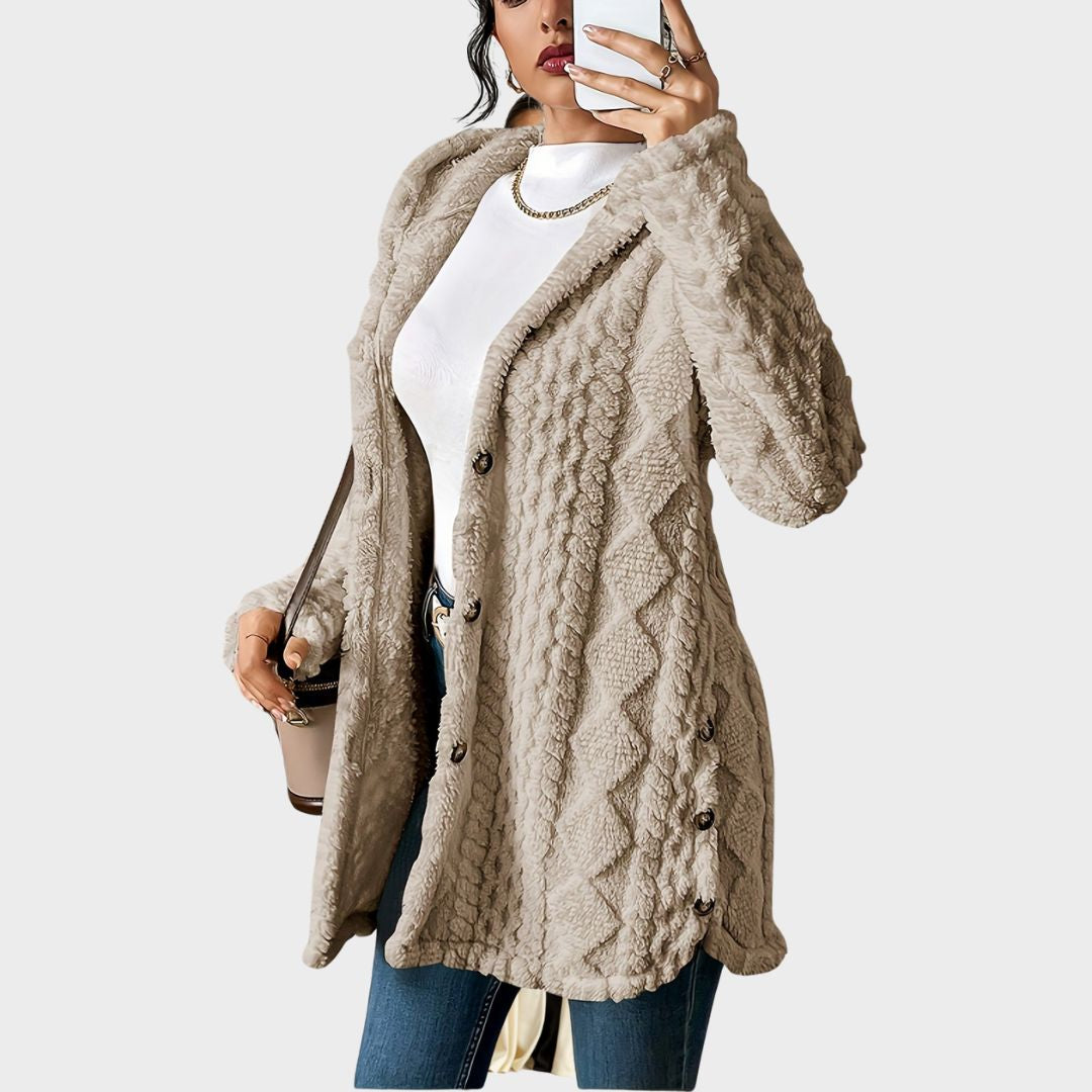 Women's Plush Hooded Cardigan