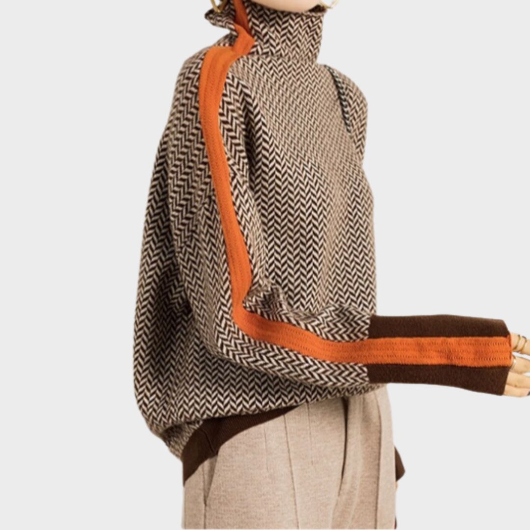 Women's Herringbone Turtleneck Sweater