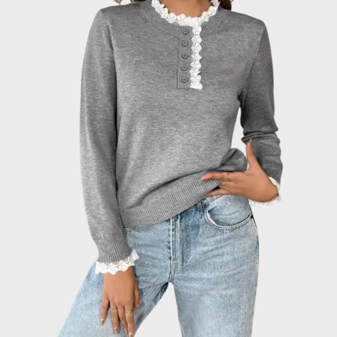 Women's Long Sleeve Button Sweater
