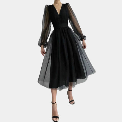 Women's Midi Dress Lace Detail - Fashinoza