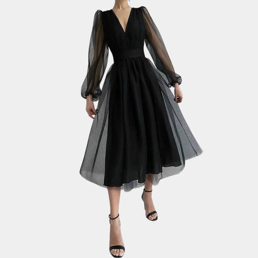 Women's Midi Dress Lace Detail - Fashinoza