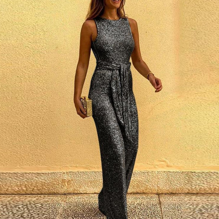 Women's Shiny Jumpsuit Sequin Black