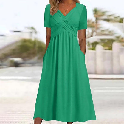 Elegant Women's Midi Dress Belly Cover