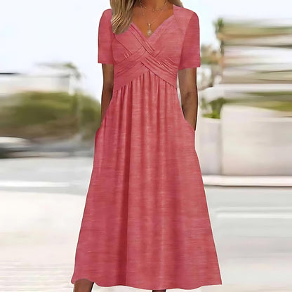 Elegant Women's Midi Dress Belly Cover