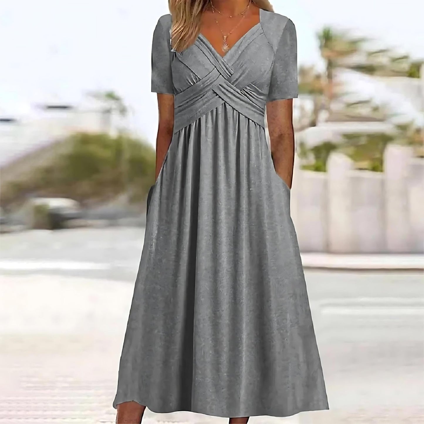 Elegant Women's Midi Dress Belly Cover