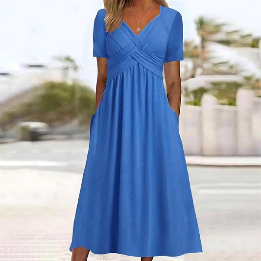 Elegant Women's Midi Dress Belly Cover - 
Fashinoza