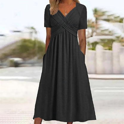 Elegant Women's Midi Dress Belly Cover