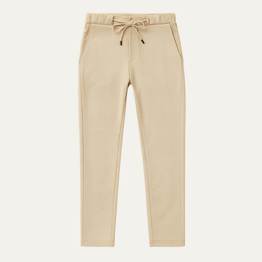 Men's Classic Pants Beige Cotton - Fashinoza