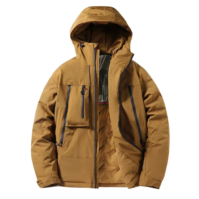 Men's Insulated Hooded Jacket Windproof Relaxed Fit - 
Fashinoza