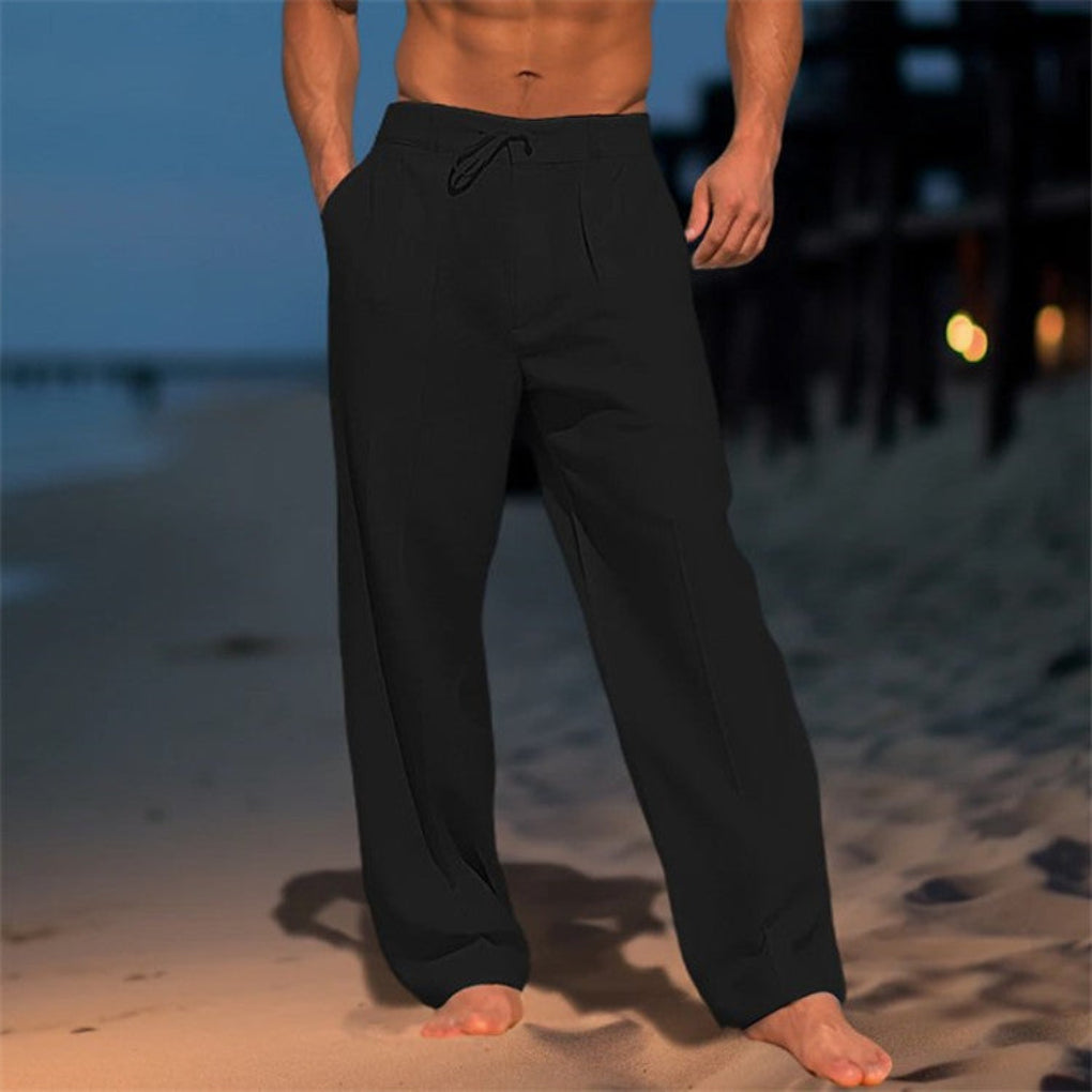 Linen Relaxed Fit Drawstring Pants