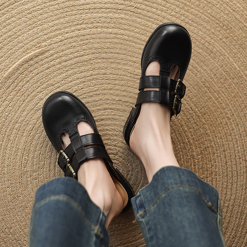Elin Genuine Leather Mules
