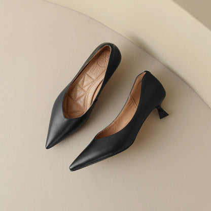 Women's Pointed Toe Kitten Heel Pumps Slip On Shoes