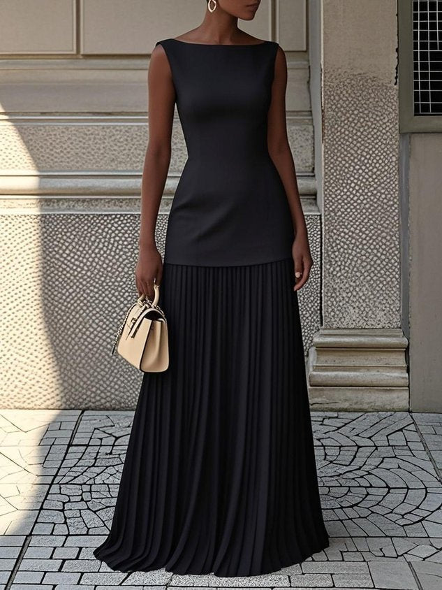 Women's Sleeveless Pleated Maxi Dress
