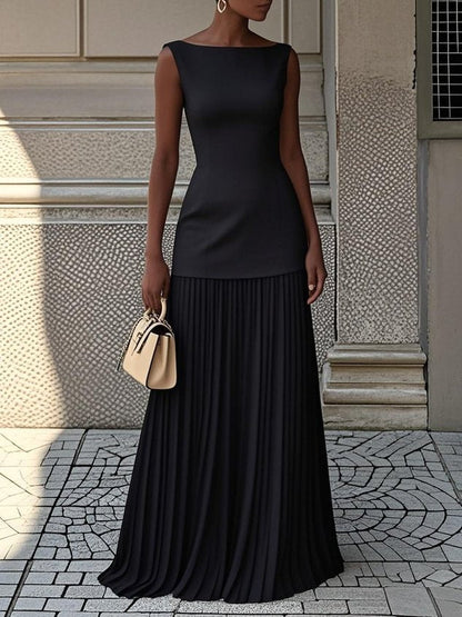 Women's Sleeveless Pleated Maxi Dress