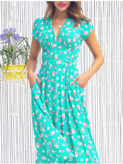 Women's Midi Floral Summer Dress Flowing Design