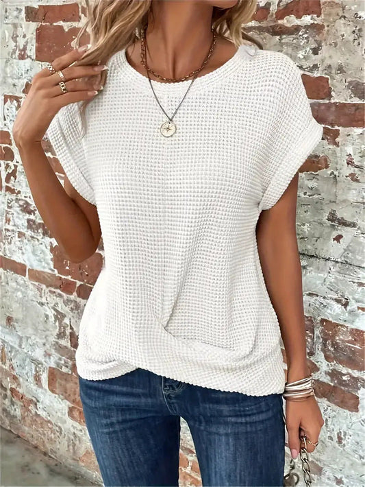 Women's Short Sleeve Textured Knit - Fashinoza