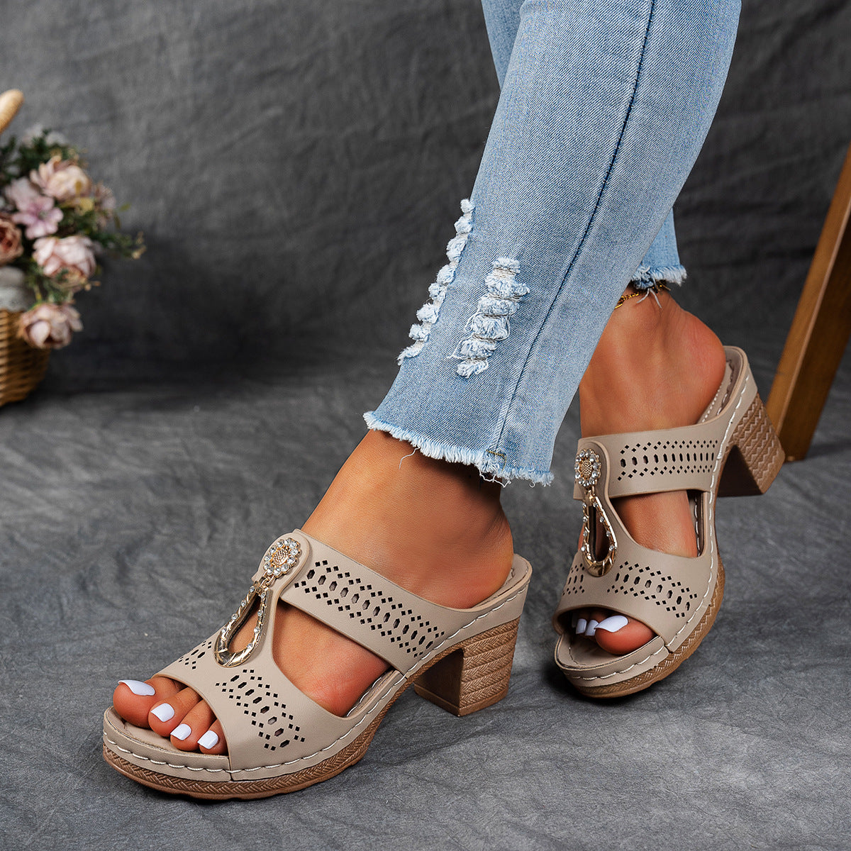 Women's Orthopedic Rhinestone Flat Sandals