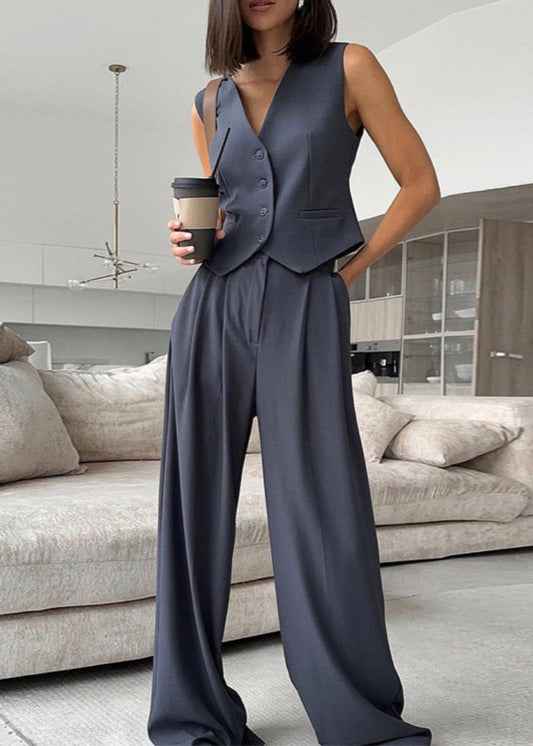 Women's Sleeveless Blazer Set - Fashinoza