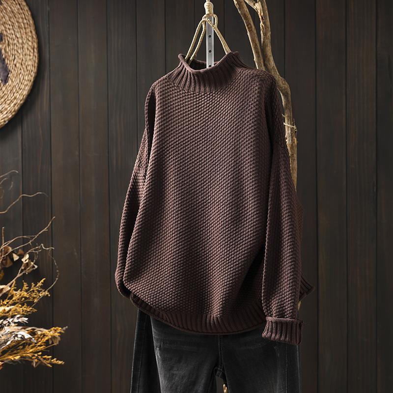 Women's Oversized Waffle Knit Mock Neck Sweater