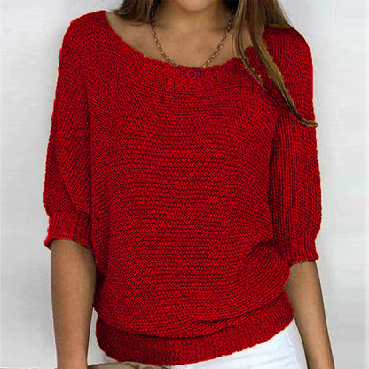 Women's Batwing Sweater Ribbed Trim