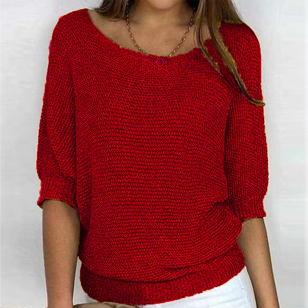 Women's Crew Neck Knitted Sweater