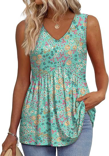 Women's Sleeveless V Neck Floral
