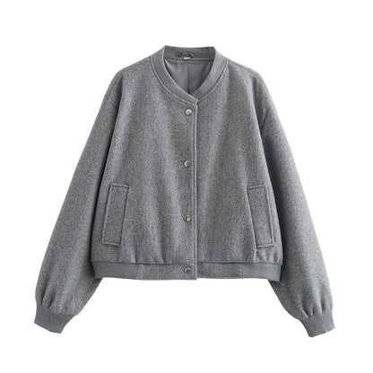 Pilot Jacket Ribbed Stand-Up Collar