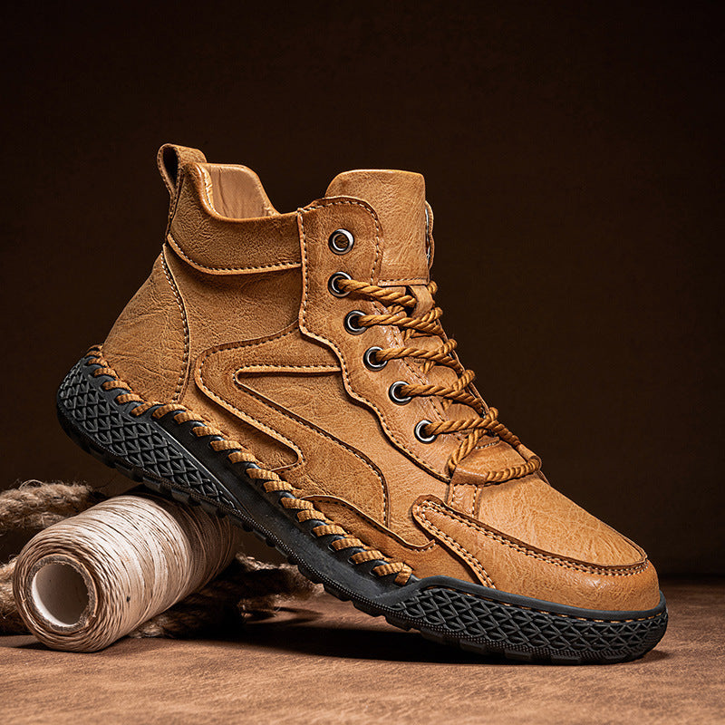 Men's Leather Trail Running Sneakers - 
Fashinoza