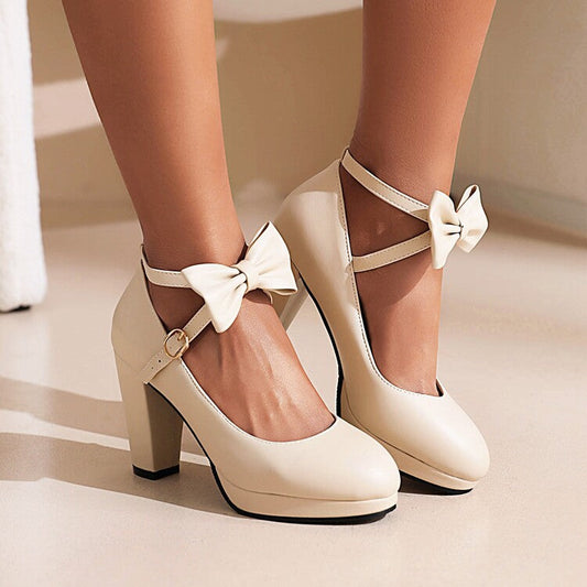 Women's Annelise Bow Strap High Heel Pumps - 
Fashinoza