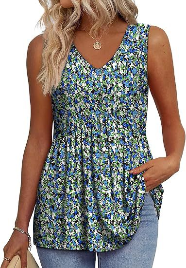 Women's Sleeveless V Neck Floral