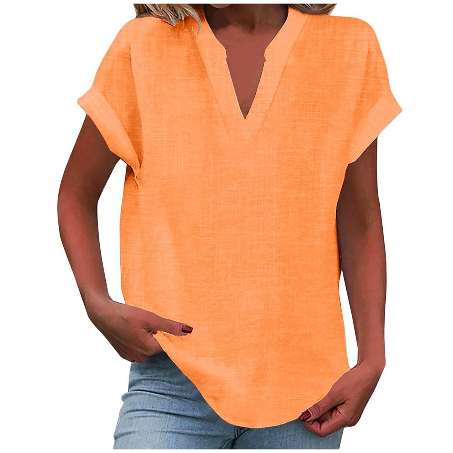 Women's Short Sleeve V-Neck Blouse
