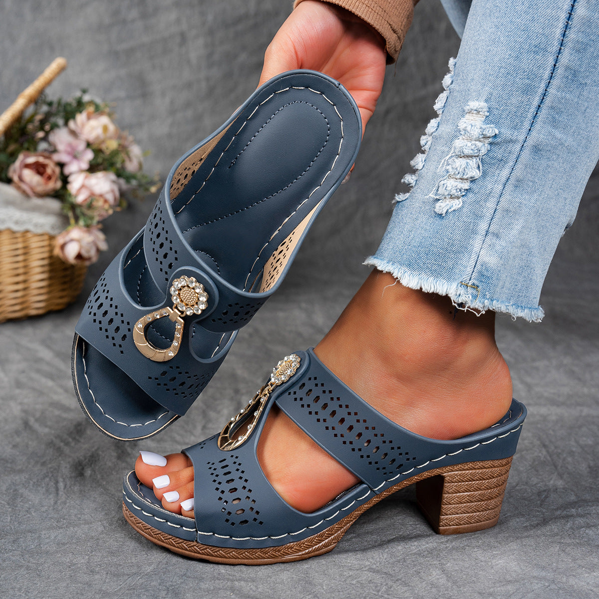 Women's Orthopedic Rhinestone Flat Sandals
