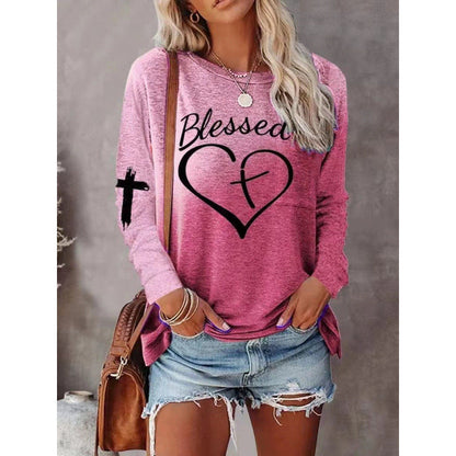 Women's Long Sleeve Graphic Shirt Soft Cotton Casual