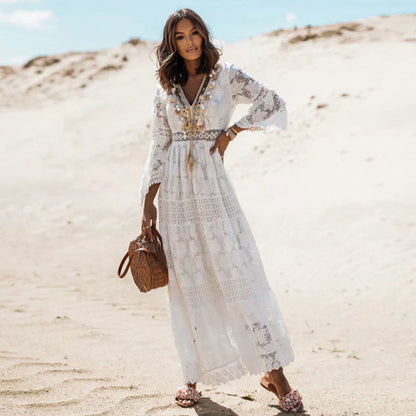 Lilly Women's Boho Maxi Dress Long Sleeve Flowy