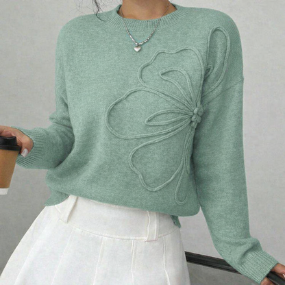 Relaxed Fit Embossed Floral Pullover Sweater for Women – Cozy & Stylish Design Caliboot