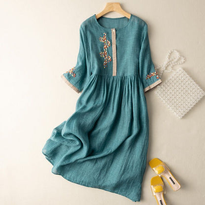 Women's Relaxed Midi Dress Patterned - Fashinoza