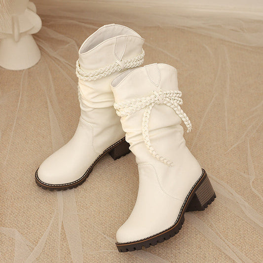 Women's Mid Calf Western Boots - 
Fashinoza