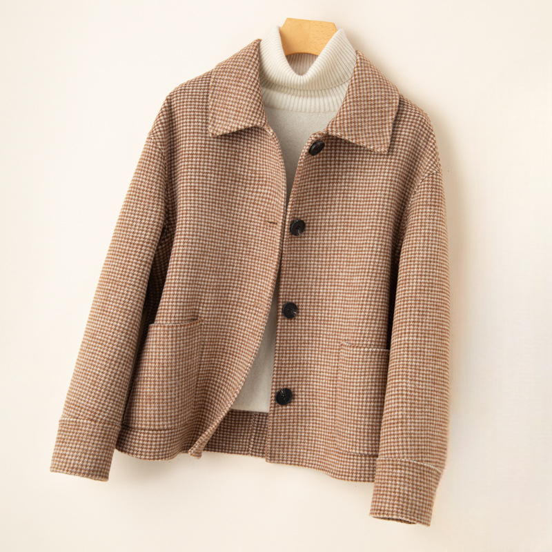 Women's Wool Houndstooth Jacket - 
Fashinoza