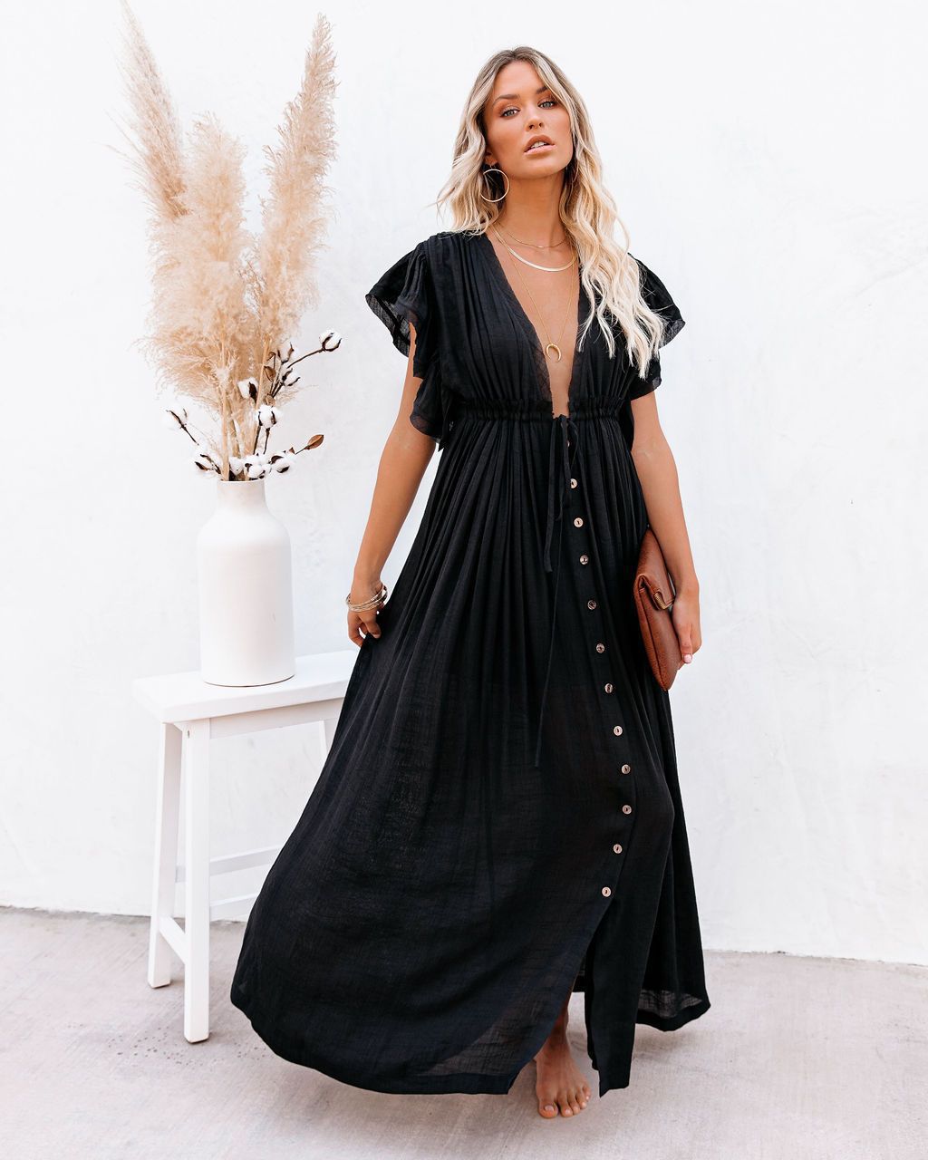 Women's V Neck Beach Cover Up Flowy - Fashinoza