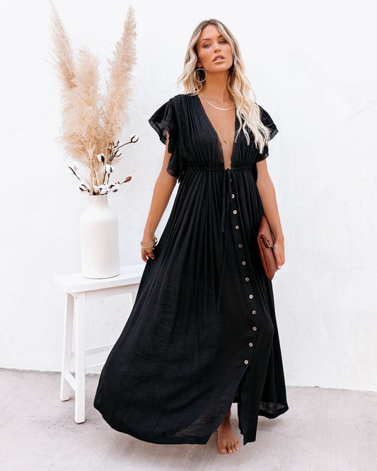 Women's V Neck Beach Cover Up Flowy - Fashinoza