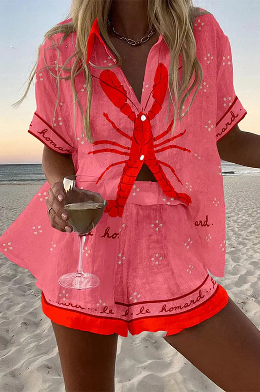 Women's Pink Short Suit - Fashinoza