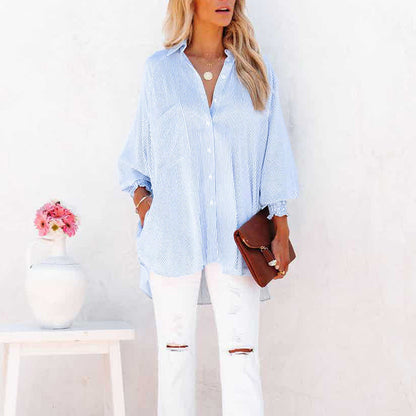 Women's Striped Long Sleeve Button Down Shirt