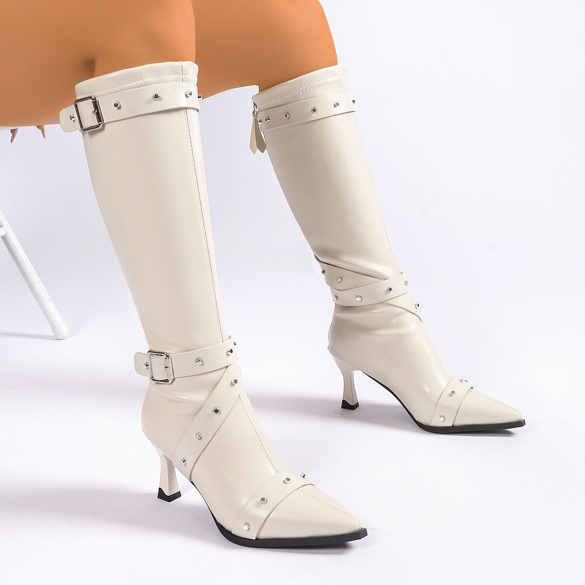 Women's Pointed Toe Knee High Heel Boots