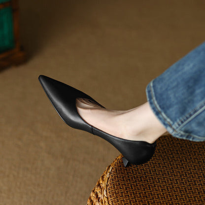 Women's Pointed Toe Kitten Heel Pumps Slip On Shoes