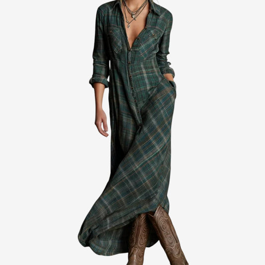 Women's Minimalist Collared Dress - Fashinoza